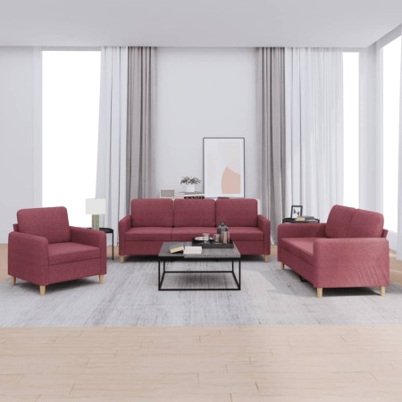 Sofagarnitur mit Kissen 3-teilig aus rotem Stoff von , Sofas - Ref: Foro24-3202060, Preis: 603,28 €, Rabatt: %