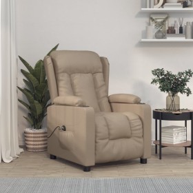 Sillón reclinable eléctrico de cuero sintético color capuchino en Sillones | Comprar online en Foro24