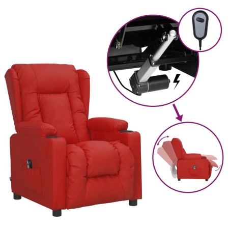 Sillón reclinable eléctrico de cuero sintético rojo tinto en Sillones | Comprar online en Foro24
