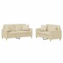 Sofa set with cushions 2 pieces cream fabric by , Sofas - Ref: Foro24-3202104, Price: 439,15 €, Discount: %