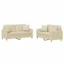 Sofa set with cushions 2 pieces cream fabric by , Sofas - Ref: Foro24-3202104, Price: 432,19 €, Discount: %