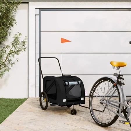 Pet Bicycle Trailer Iron Oxford Cloth Black by , pet strollers - Ref: Foro24-93905, Price: 102,04 €, Discount: %