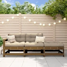 Garden furniture set 3 pieces solid honey brown pine wood by , Modular outdoor sofas - Ref: Foro24-825523, Price: 189,20 €, D...