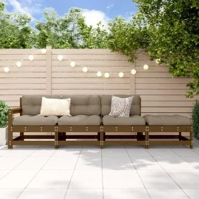 Garden furniture set 4 pieces solid honey brown pine wood by , Modular outdoor sofas - Ref: Foro24-825537, Price: 168,21 €, D...