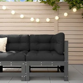 Garden corner sofa solid gray pine wood by , Modular outdoor sofas - Ref: Foro24-825606, Price: 83,09 €, Discount: %