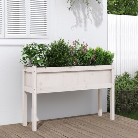 Jardinera con patas madera maciza de pino blanco 110x31x70 cm