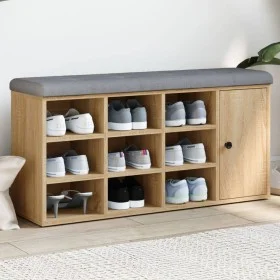 Shoe bench engineered wood Sonoma oak 102x32x50 cm by , Benches for halls and storage - Ref: Foro24-835091, Price: 88,84 €, D...