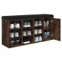 Shoe bench engineered wood smoked oak 102x32x50 cm by , Benches for halls and storage - Ref: Foro24-835093, Price: 93,52 €, D...