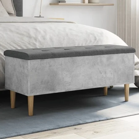 Concrete gray engineered wood storage bench 102x42x46 cm by , Benches for halls and storage - Ref: Foro24-835085, Price: 92,9...
