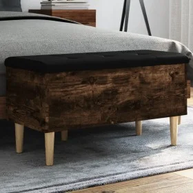 Engineered wood bench with storage smoked oak 82x42x46cm by , Benches for halls and storage - Ref: Foro24-835079, Price: 66,0...
