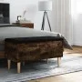 Engineered wood bench with storage smoked oak 82x42x46cm by , Benches for halls and storage - Ref: Foro24-835079, Price: 66,0...