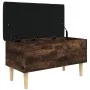 Engineered wood bench with storage smoked oak 82x42x46cm by , Benches for halls and storage - Ref: Foro24-835079, Price: 66,0...