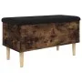 Engineered wood bench with storage smoked oak 82x42x46cm by , Benches for halls and storage - Ref: Foro24-835079, Price: 66,0...