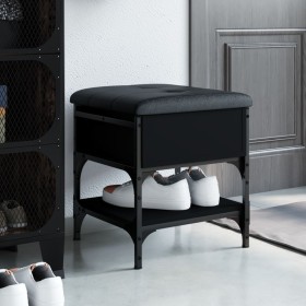 Black engineered wood shoe bench 42x42x45 cm by , Benches for halls and storage - Ref: Foro24-835182, Price: 51,74 €, Discoun...