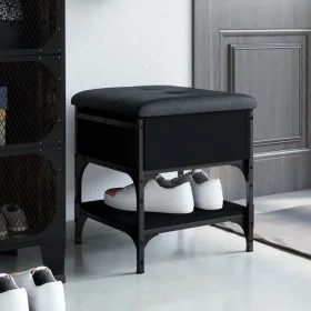 Black engineered wood shoe bench 42x42x45 cm by , Benches for halls and storage - Ref: Foro24-835182, Price: 51,20 €, Discoun...