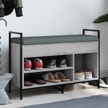 Shoe bench Sonoma gray engineered wood 85.5x32x57.5 cm by , Benches for halls and storage - Ref: Foro24-835210, Price: 72,55 ...