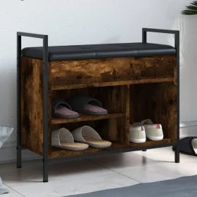 Engineered wood shoe bench smoked oak 65.5x32x57.5 cm by , Benches for halls and storage - Ref: Foro24-835204, Price: 58,99 €...