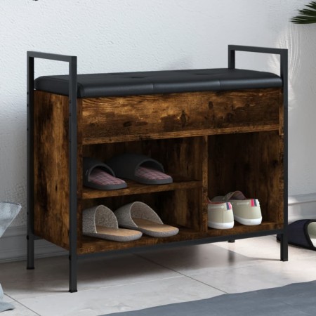 Engineered wood shoe bench smoked oak 65.5x32x57.5 cm by , Benches for halls and storage - Ref: Foro24-835204, Price: 59,71 €...