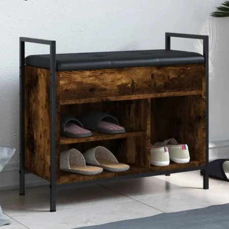 Engineered wood shoe bench smoked oak 65.5x32x57.5 cm by , Benches for halls and storage - Ref: Foro24-835204, Price: 58,99 €...