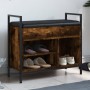 Engineered wood shoe bench smoked oak 65.5x32x57.5 cm by , Benches for halls and storage - Ref: Foro24-835204, Price: 59,71 €...