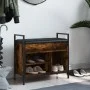 Engineered wood shoe bench smoked oak 65.5x32x57.5 cm by , Benches for halls and storage - Ref: Foro24-835204, Price: 58,99 €...