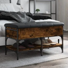Shoe bench engineered wood smoked oak 82x42x45 cm by , Benches for halls and storage - Ref: Foro24-835194, Price: 76,79 €, Di...