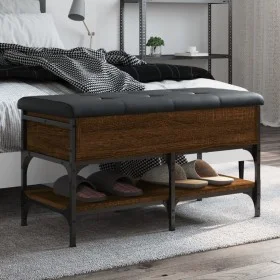 Shoe bench engineered wood oak brown 82x42x45 cm by , Benches for halls and storage - Ref: Foro24-835196, Price: 78,19 €, Dis...