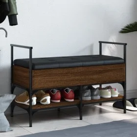 Shoe bench engineered wood oak brown 85.5x42x57.5cm by , Benches for halls and storage - Ref: Foro24-835233, Price: 82,26 €, ...