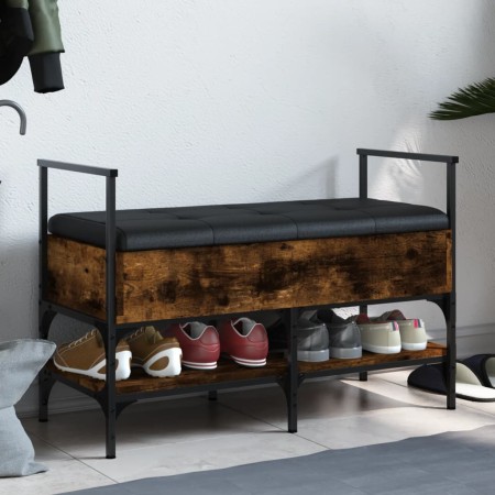 Engineered wood shoe bench smoked oak 85.5x42x57.5 cm by , Benches for halls and storage - Ref: Foro24-835231, Price: 80,57 €...