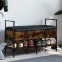 Engineered wood shoe bench smoked oak 85.5x42x57.5 cm by , Benches for halls and storage - Ref: Foro24-835231, Price: 80,57 €...