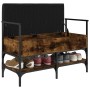 Engineered wood shoe bench smoked oak 85.5x42x57.5 cm by , Benches for halls and storage - Ref: Foro24-835231, Price: 80,57 €...
