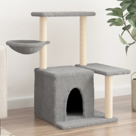 Rascador para gatos con postes de sisal gris claro 83 cm