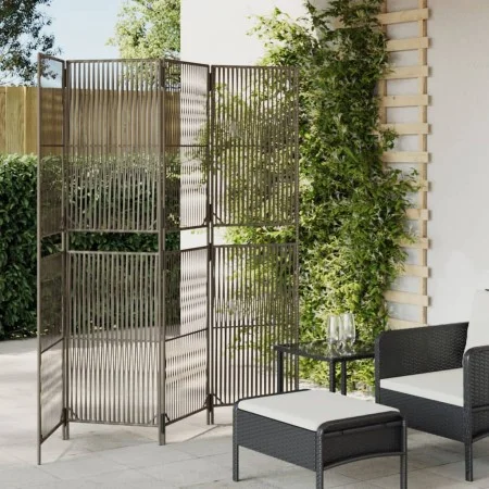 Gray synthetic rattan 4-panel screen by , Room dividers - Ref: Foro24-365378, Price: 114,05 €, Discount: %