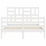 Doppelbettgestell mit weißem Massivholz-Kopfteil von , Betten und Lattenroste - Ref: Foro24-3194872, Preis: 150,84 €, Rabatt: %