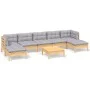 Garden furniture set 8 pieces and gray pine wood cushions by , Garden sets - Ref: Foro24-3097096, Price: 619,45 €, Discount: %
