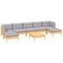 Garden furniture set 8 pieces and gray pine wood cushions by , Garden sets - Ref: Foro24-3097096, Price: 648,60 €, Discount: %