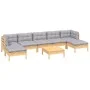 Garden furniture set 8 pieces and gray pine wood cushions by , Garden sets - Ref: Foro24-3097096, Price: 619,45 €, Discount: %