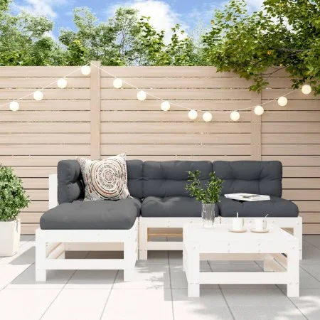 Gartensofa-Set 5-teilig aus massivem weißem Kiefernholz von , Gartensets - Ref: Foro24-3186551, Preis: 316,06 €, Rabatt: %