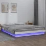 Bed frame with LED solid white wood 180x200 cm by , Beds and slatted bases - Ref: Foro24-819988, Price: 184,13 €, Discount: %