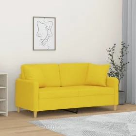 2-seater sofa with light yellow fabric cushions 140 cm by , Sofas - Ref: Foro24-3200914, Price: 223,06 €, Discount: %