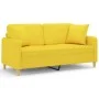 2-seater sofa with light yellow fabric cushions 140 cm by , Sofas - Ref: Foro24-3200914, Price: 223,06 €, Discount: %