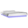 Bettgestell mit LED Massivholz weiß 135x190 cm von , Betten und Lattenroste - Ref: Foro24-820013, Preis: 164,94 €, Rabatt: %