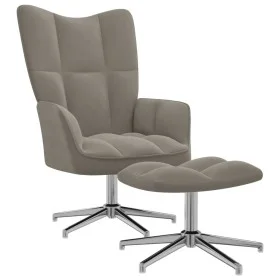 Light gray velvet relaxation chair with footrest by , Armchairs - Ref: Foro24-328128, Price: 182,96 €, Discount: %