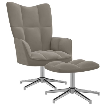 Hellgrauer Samt-Entspannungssessel mit Fußstütze von , Sessel - Ref: Foro24-328128, Preis: 186,26 €, Rabatt: %