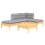 Juego de muebles de jardín 5 pzas y cojines madera pino gris de , Conjuntos de jardín - Ref: Foro24-3096291, Precio: 318,96 €...