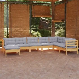 Juego de muebles de jardín 8 pzas y cojines madera maciza pino de , Conjuntos de jardín - Ref: Foro24-3096658, Precio: 595,74...