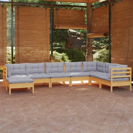 Juego de muebles de jardín 8 pzas y cojines madera maciza pino de , Conjuntos de jardín - Ref: Foro24-3096658, Precio: 595,74...