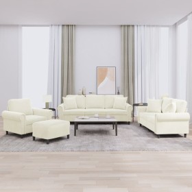 Juego de sofás con cojines 4 piezas terciopelo crema en Sofás | Comprar online en Foro24