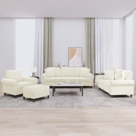 Juego de sofás con cojines 4 piezas terciopelo crema en Sofás | Comprar online en Foro24
