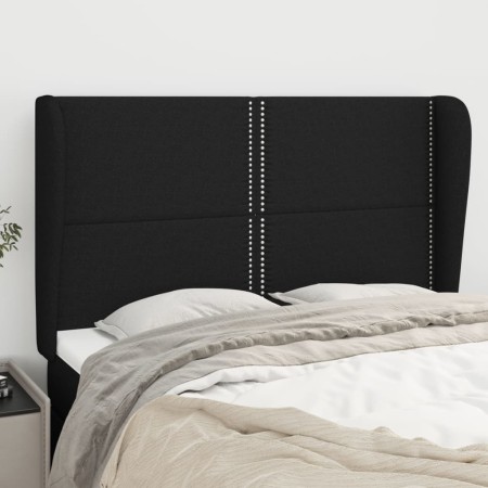 Kopfteil mit Ohren aus schwarzem Stoff, 147 x 23 x 118/128 cm von , Kopf- und Fußteile - Ref: Foro24-3117816, Preis: 101,30 €...